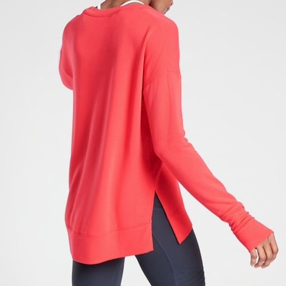 ATHLETA Coaster Luxe Sweatshirt, Coral Medium Tall New! B11