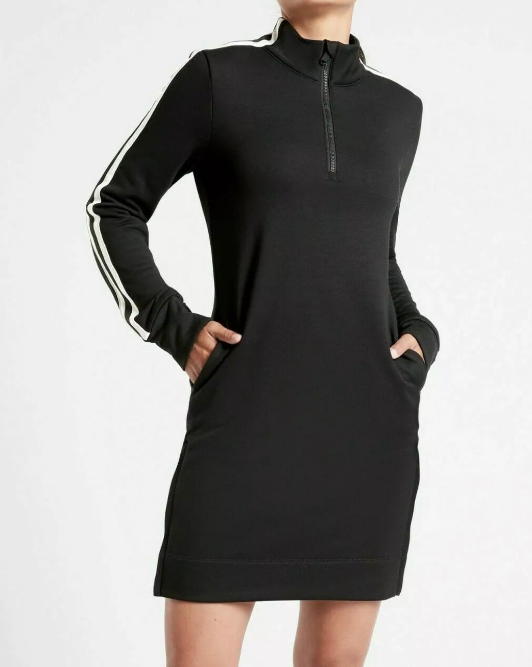 ATHLETA Crosstown Track Dress, Black, Medium New! B12