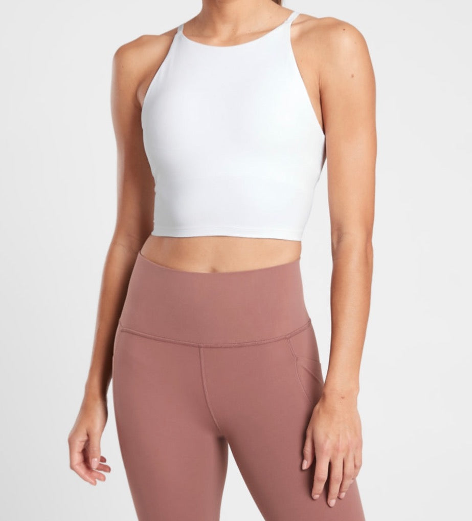 ATHLETA Intention Crop In Powervita D-DD, White A11