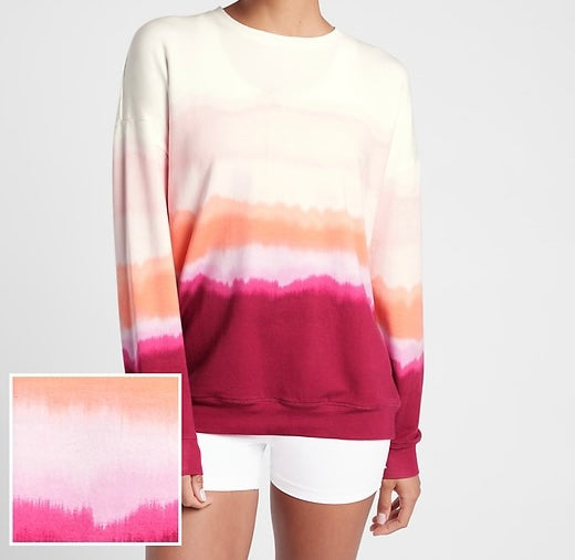 ATHLETA Balance Printed Pullover, Sea Spray Vintage Plum