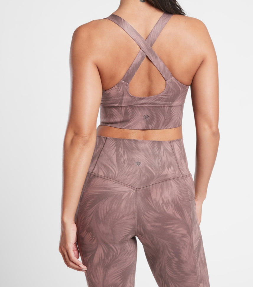ATHLETA Warrior Long Line Printed Bra In Powervita A-C Small A11