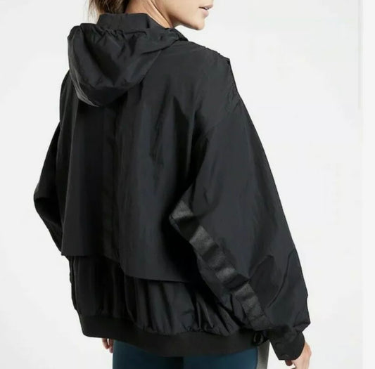 ATHLETA Allyson Felix Legend Oversized Windbreaker, Black, Large NEW! B7