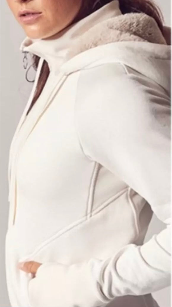 ATHLETA Triumph Luxe Shine Hoodie, Pearl White, XL, New! B9