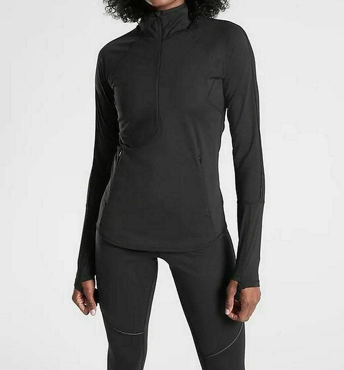 ATHLETA Eclipse Half Zip, Reflective Black, Small New! B12