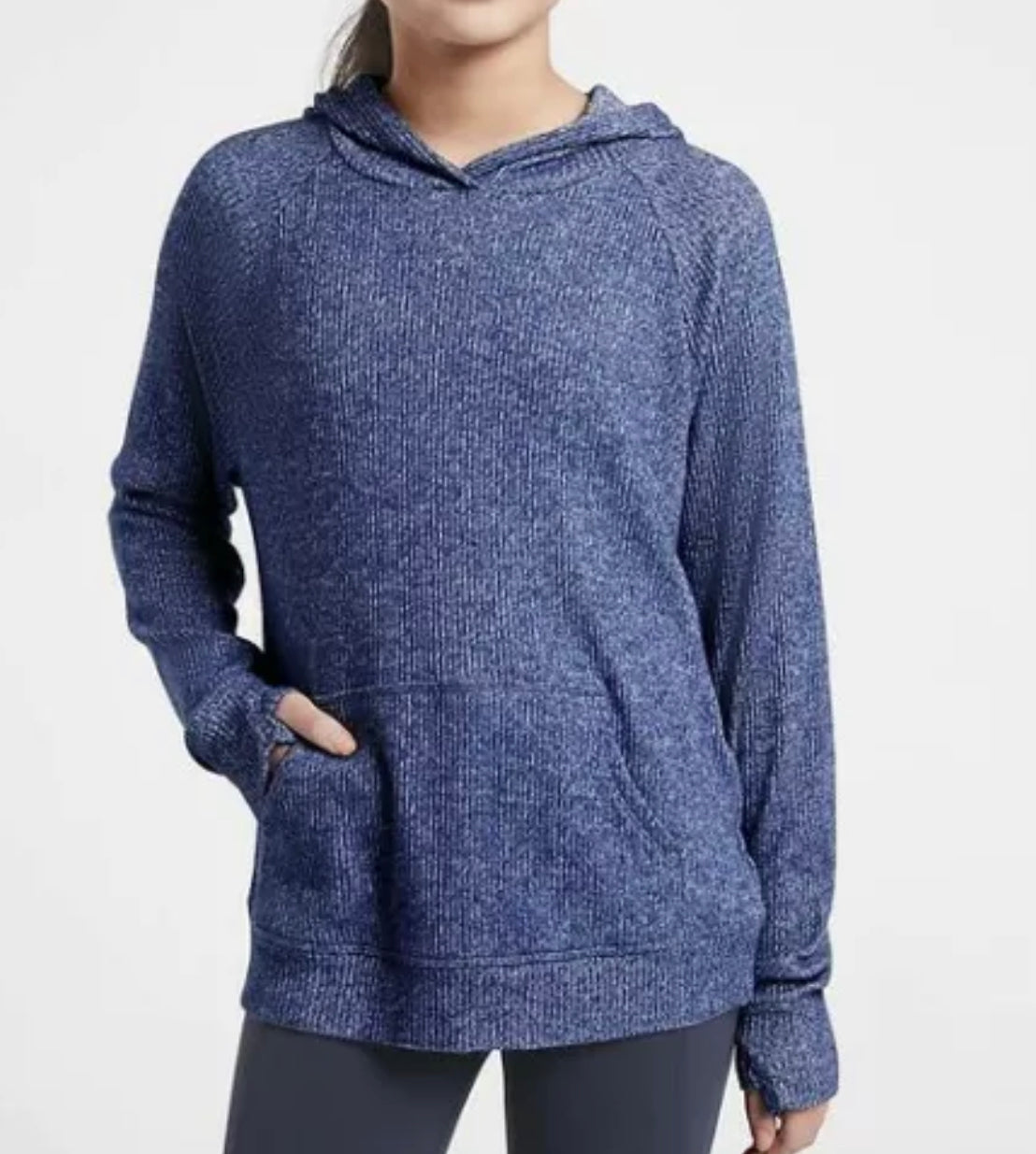 ATHLETA GIRL Cross Back Hooded Top, Navy Blue
