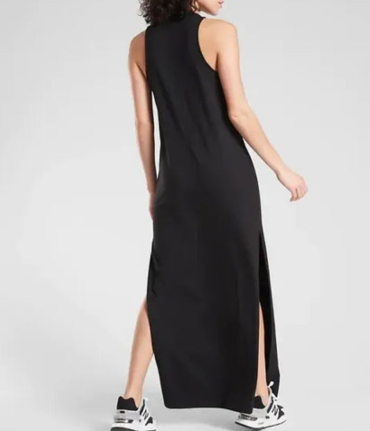 ATHLETA Destination Maxi Dress, Medium Petite, Black, New! B10