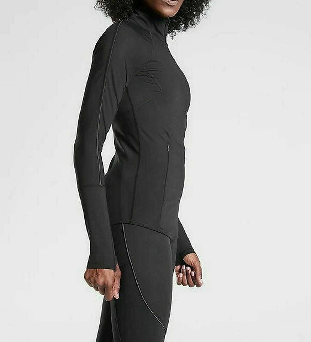 ATHLETA Eclipse Half Zip, Reflective Black, Small New! B12