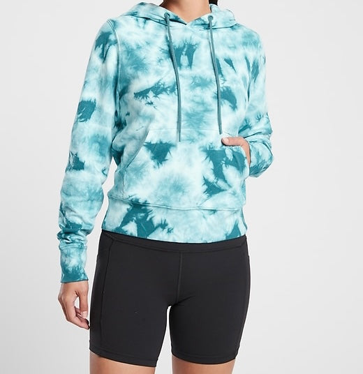 ATHLETA Sundown Tie Dye Hoodie Sweatshirt, Dark Surf Teal NEW! B3