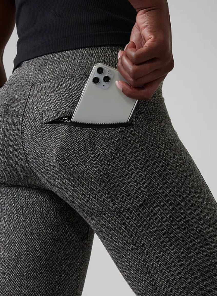 Delancey Herringbone Tight, Black Pattern Medium Tall A10