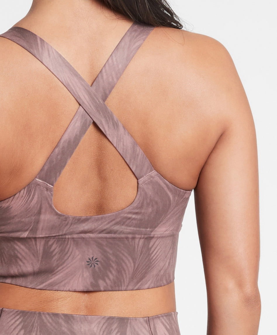 ATHLETA Warrior Long Line Printed Bra In Powervita A-C Small A11