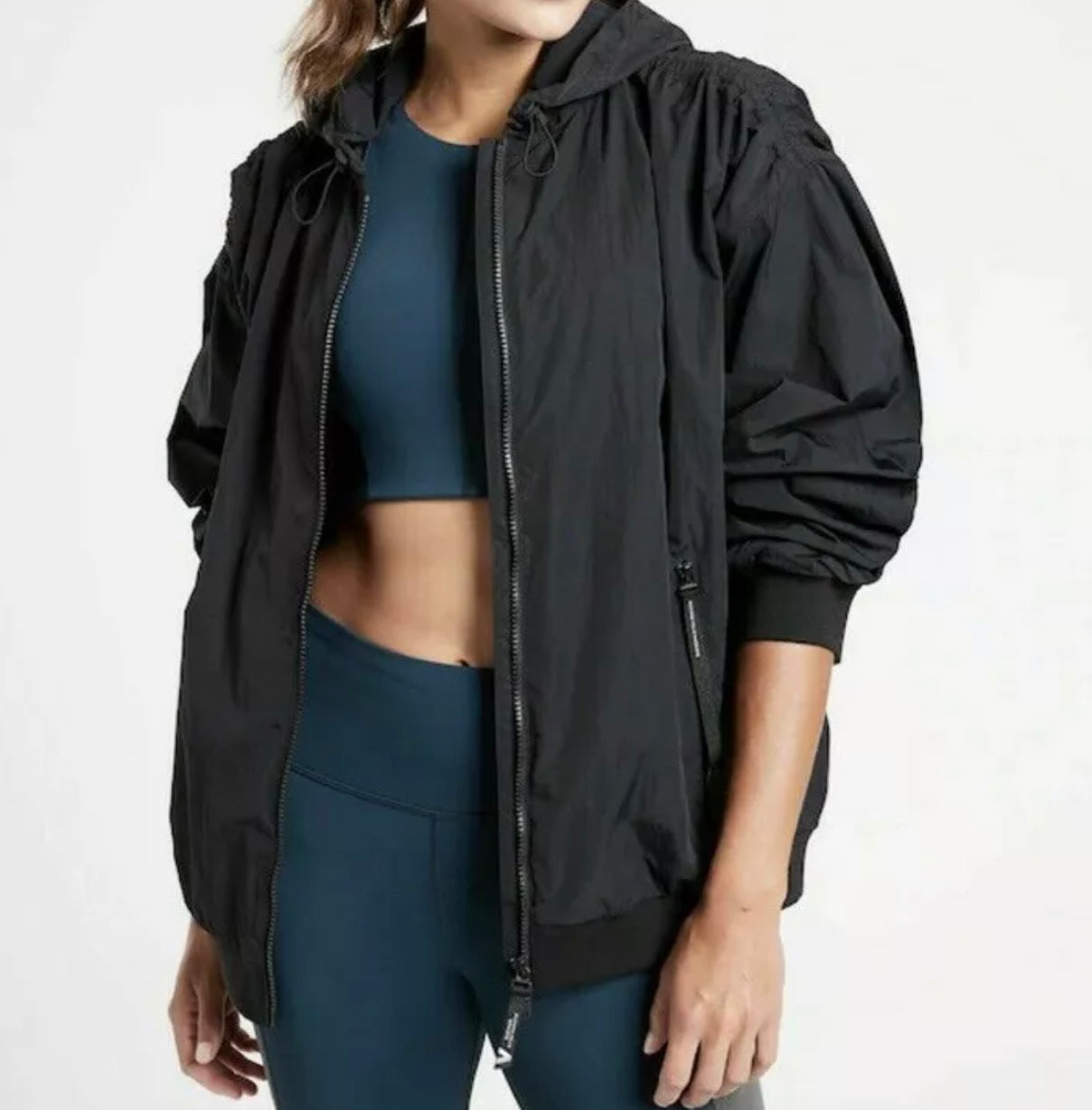 ATHLETA Allyson Felix Legend Oversized Windbreaker, Black, Large NEW! B7