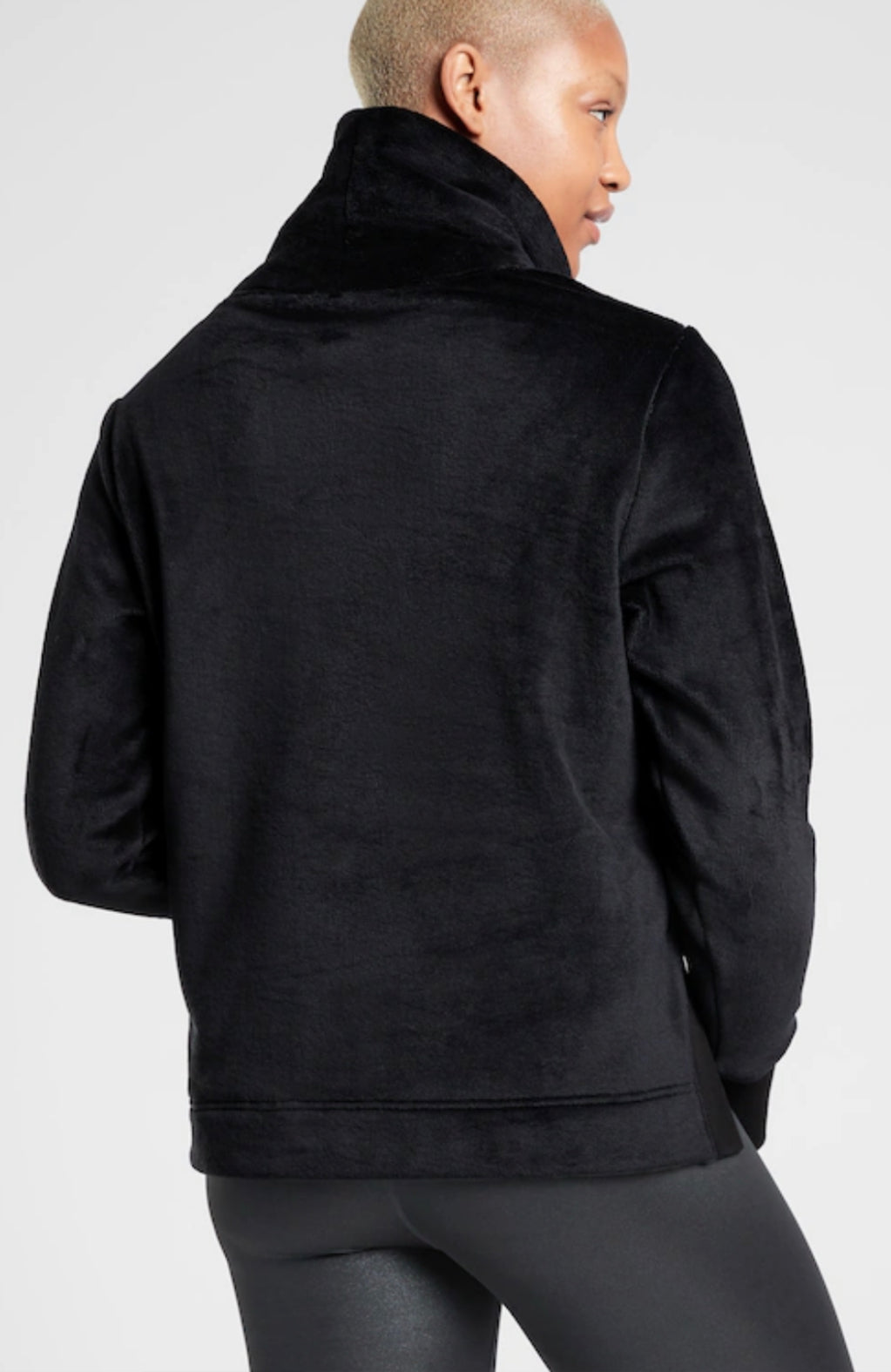 ATHLETA Double Cozy Karma Funnel Neck Sweatshirt, XL, Black New! B12