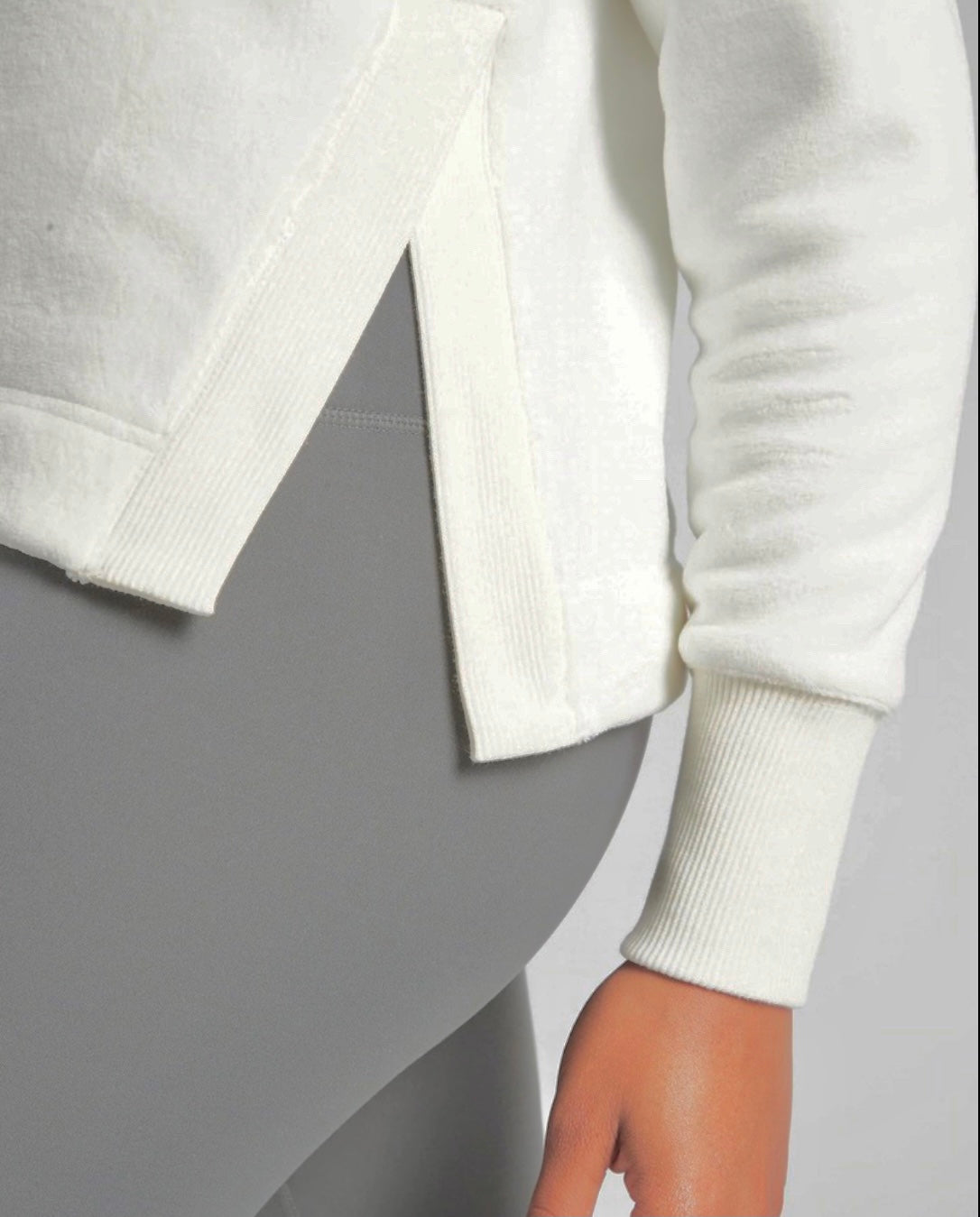 ATHLETA Double Cozy Karma Funnel Neck Sweatshirt, Sea Salt Large New! B9