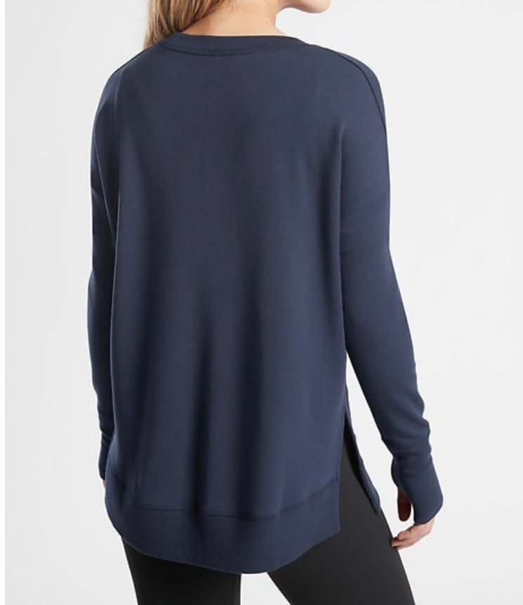 ATHLETA Coaster Luxe Sweatshirt, Navy Small, New! B11