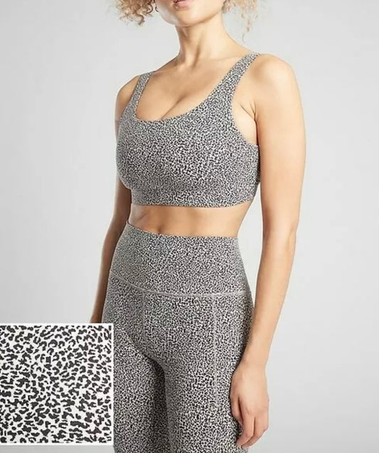 ATHLETA D-DD Exhale Textured Bra, Jacquard Black and White
