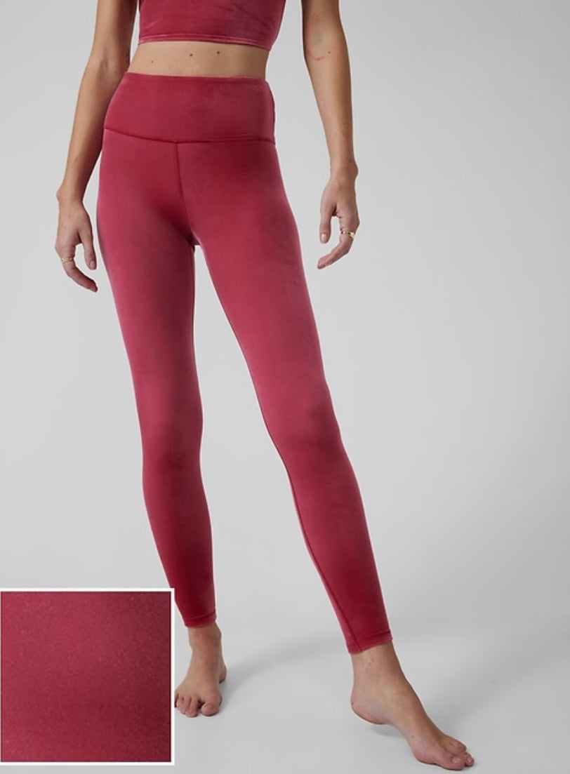 ATHLETA Elation Velvet Tights, Class Pink Large NEW! A11