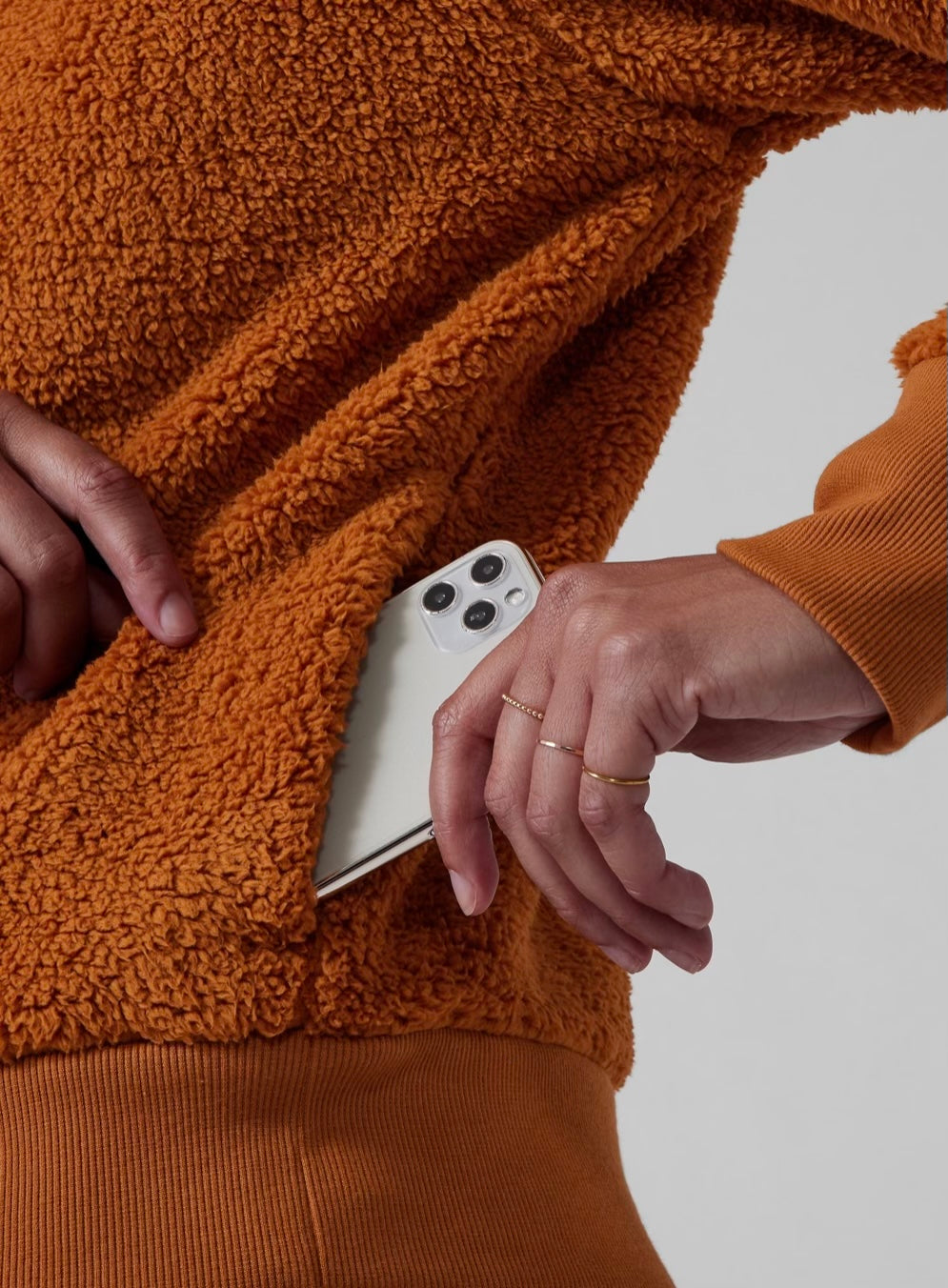 ATHLETA Tugga Sherpa Hoodie, Cattail Brown, XL New! B6