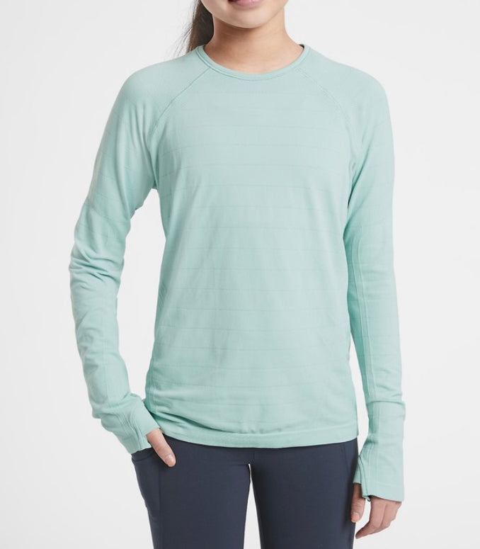 Athleta Girl Shimmer Power UP Top, Bluegrass Green