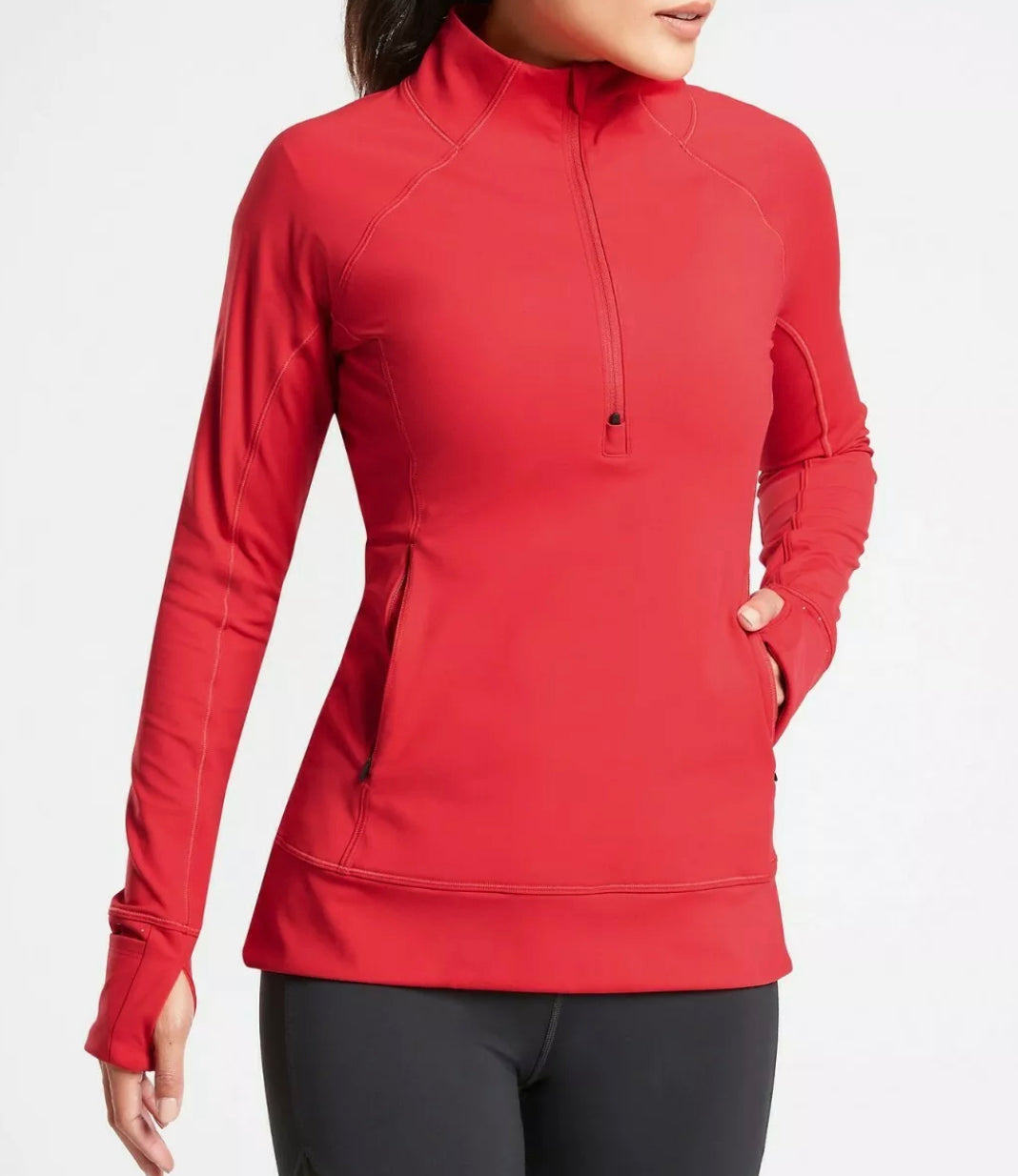 ATHLETA Whittier Peak Half Zip, Red, XS New! B10