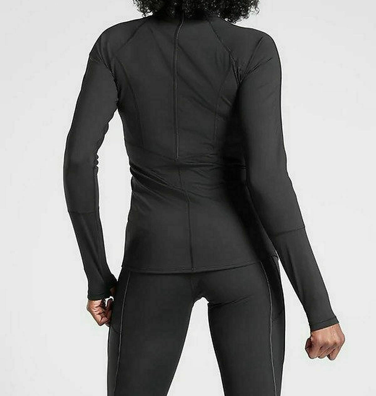 ATHLETA Eclipse Half Zip, Reflective Black, Small New! B12