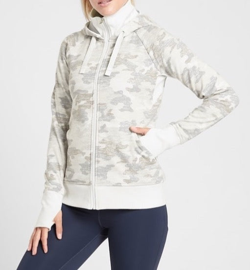 ATHLETA Triumph Hoodie, Gypsum Camo, 1X, New! B9
