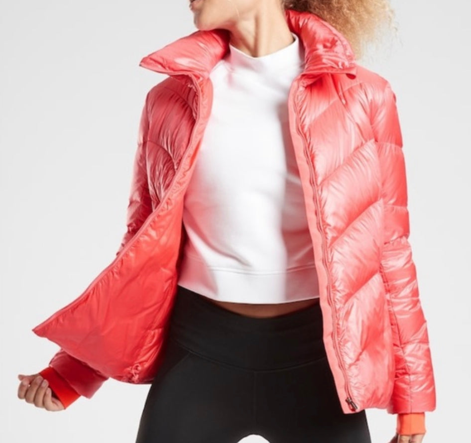 ATHLETA Lofty Down Jacket, Coral (NEW) XS B5