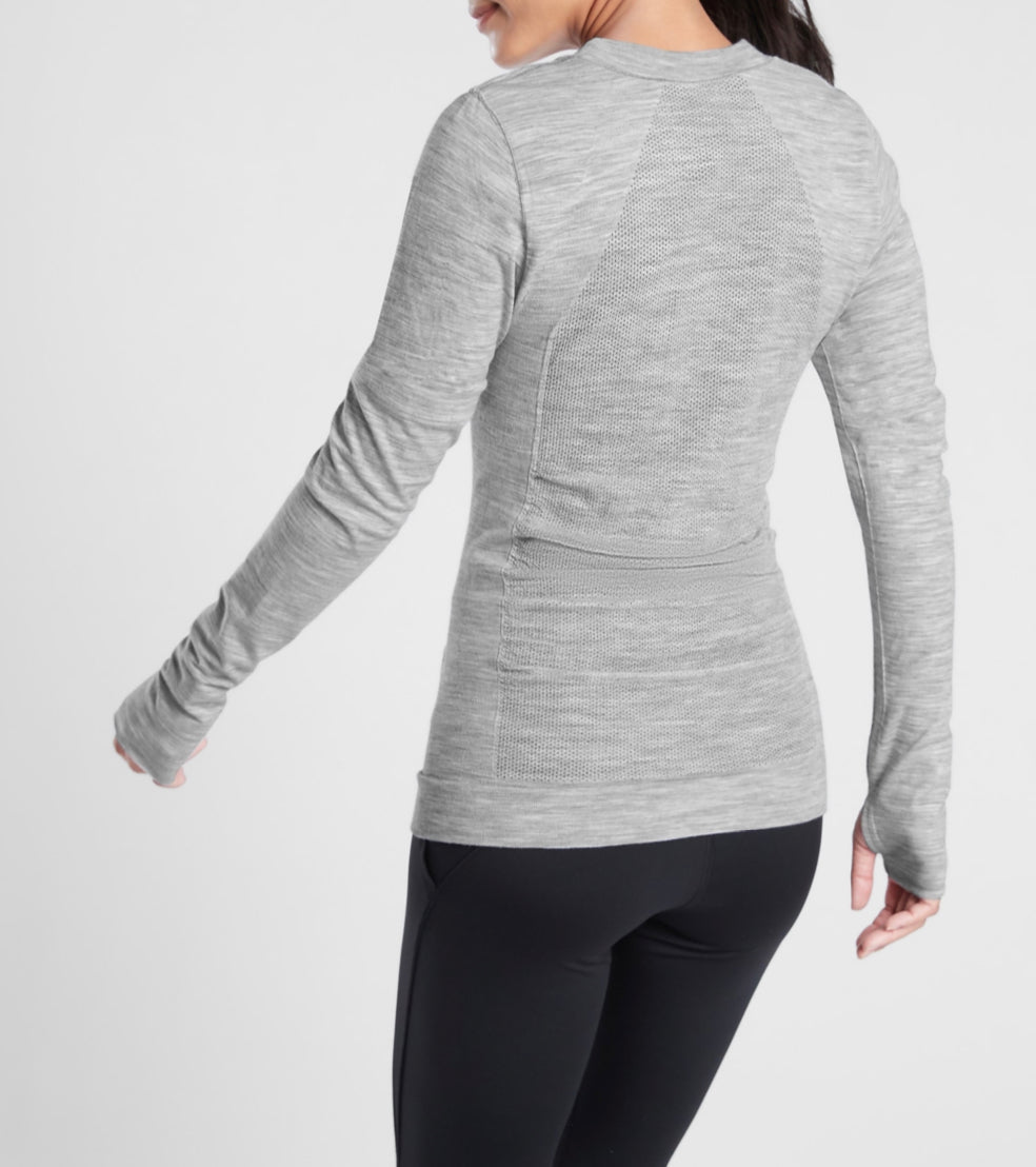 ATHLETA Foresthill Ascent Top, Gray Heather, XL New! B10