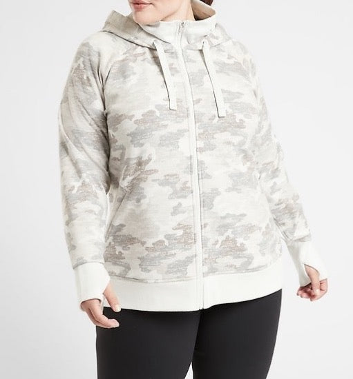 ATHLETA Triumph Hoodie, Gypsum Camo, 1X, New! B9