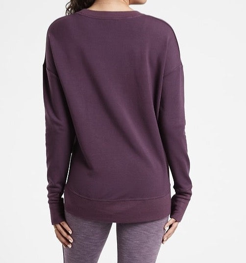 ATHLETA Coaster Luxe Sweatshirt, Plum, Large  New! B11