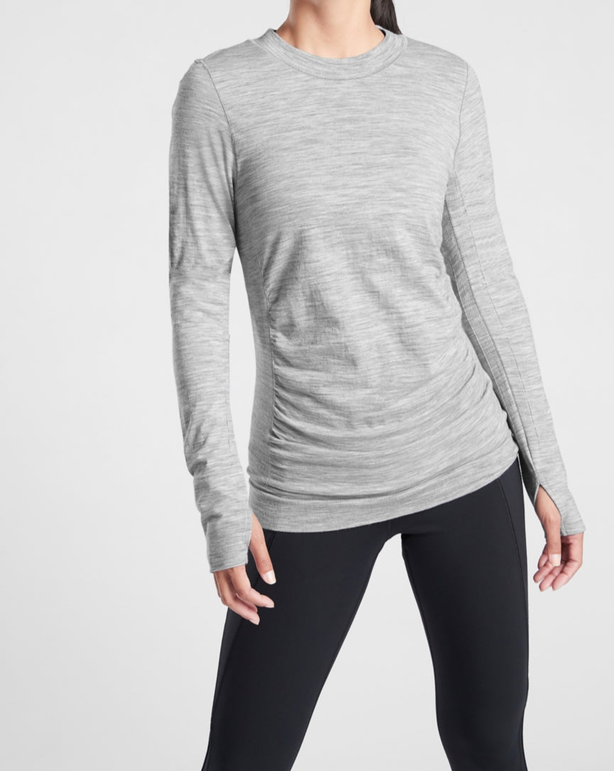 ATHLETA Foresthill Ascent Top, Gray Heather, XL New! B10