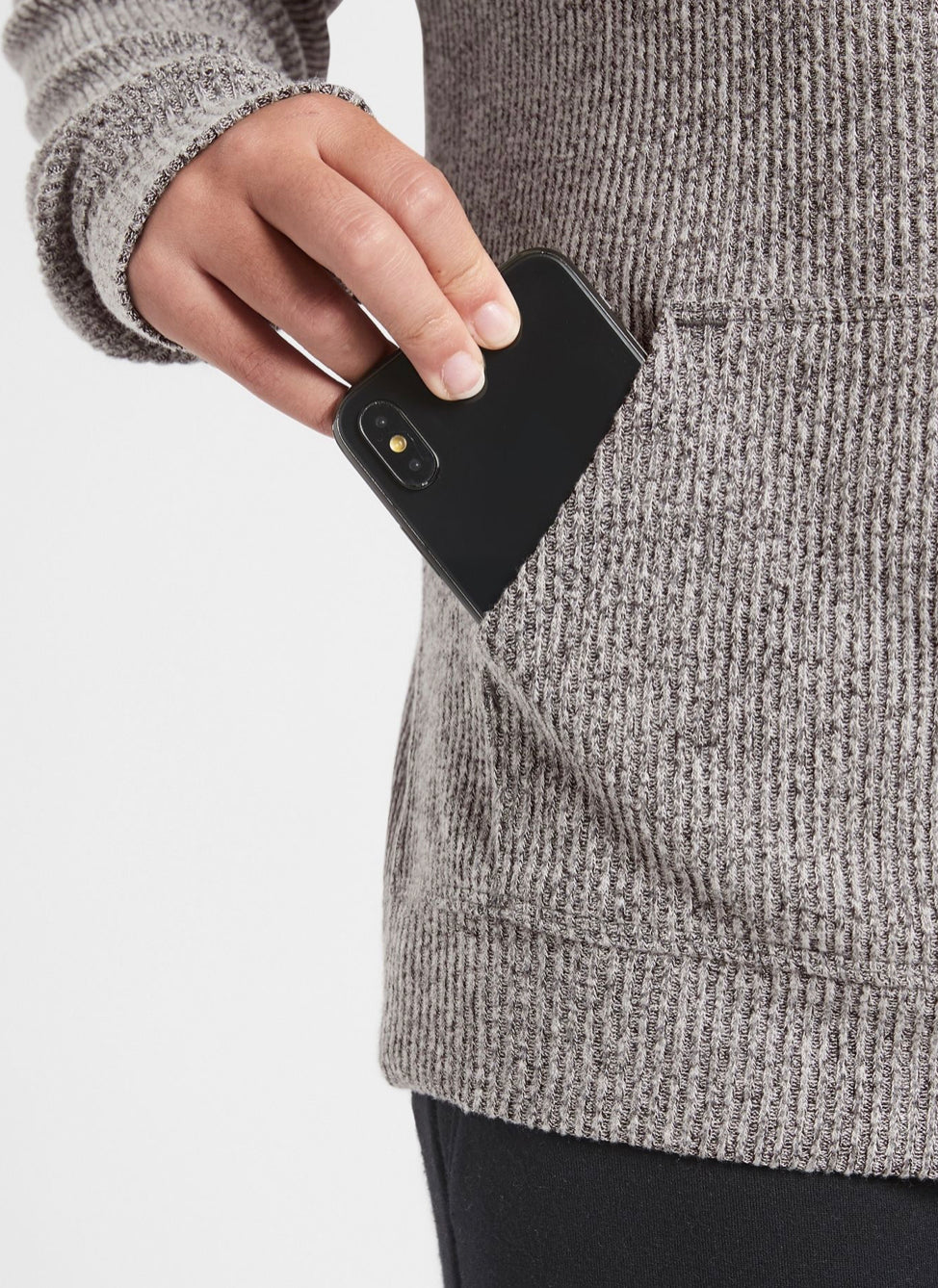 ATHLETA GIRL Cross Back Hooded Top, Charcoal Grey