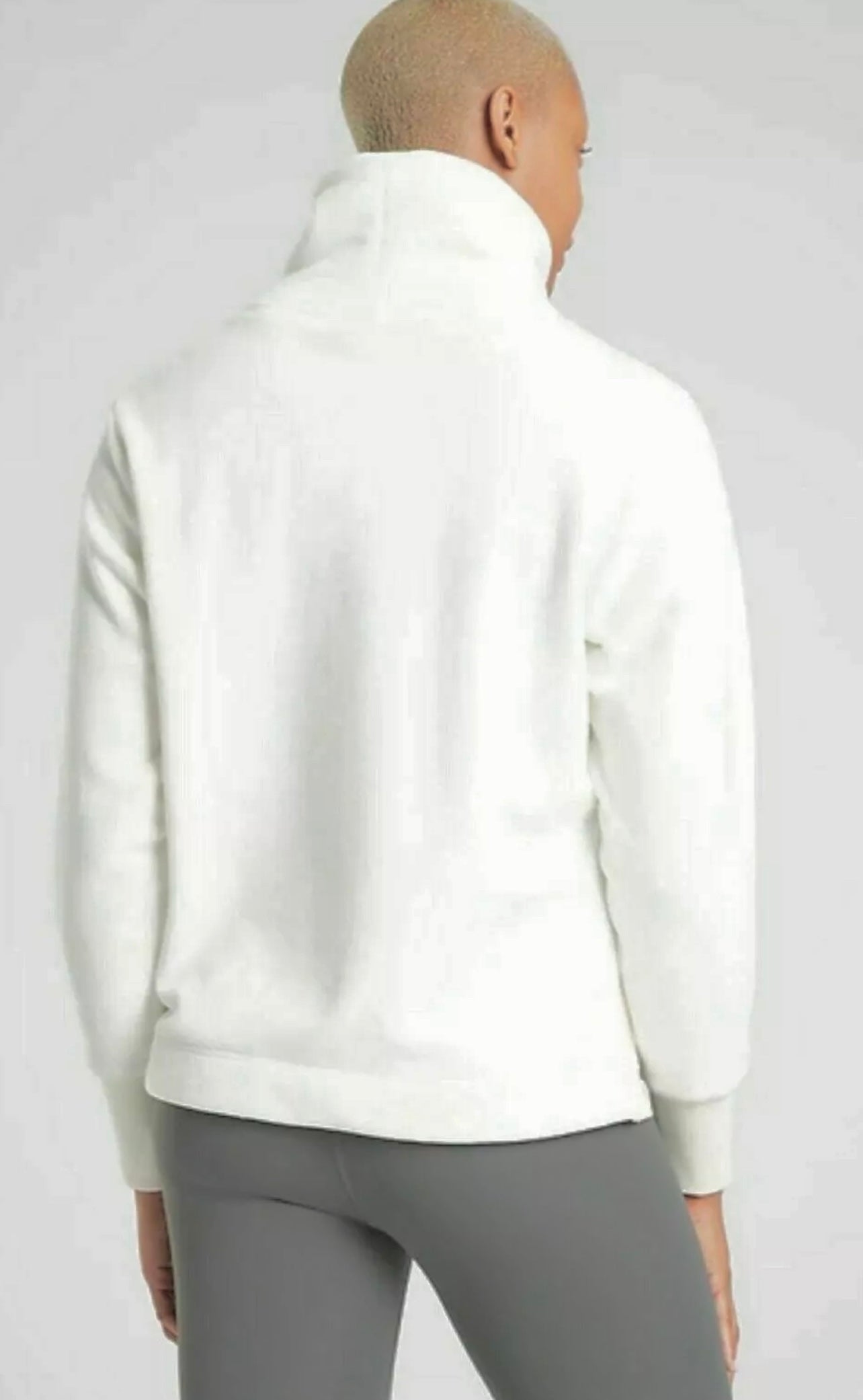 ATHLETA Double Cozy Karma Funnel Neck Sweatshirt, Sea Salt Large New! B9