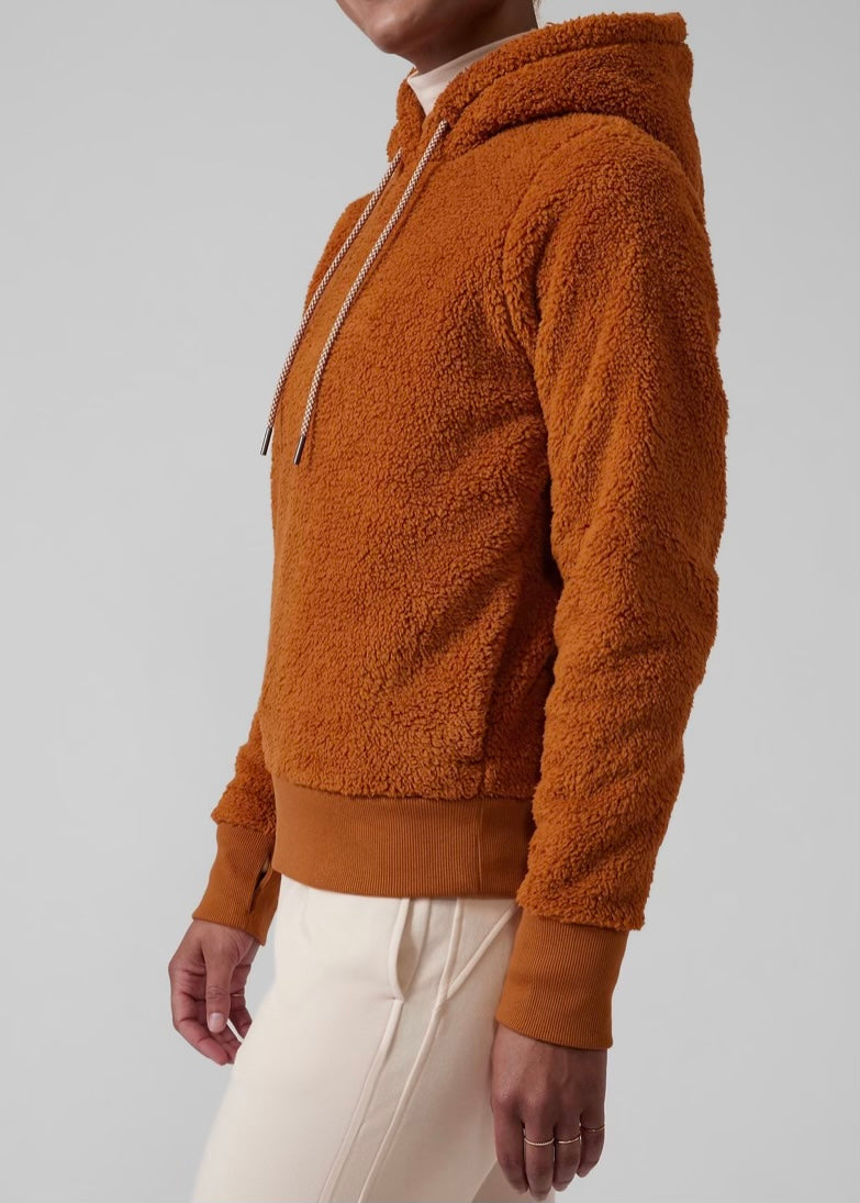 ATHLETA Tugga Sherpa Hoodie, Cattail Brown, XL New! B6