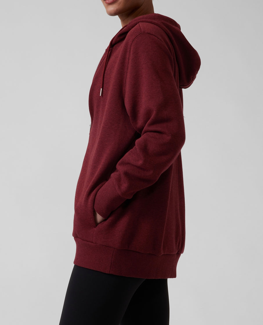ATHLETA Cozy Karma Full Zip Hoodie, Decadent Red Heather