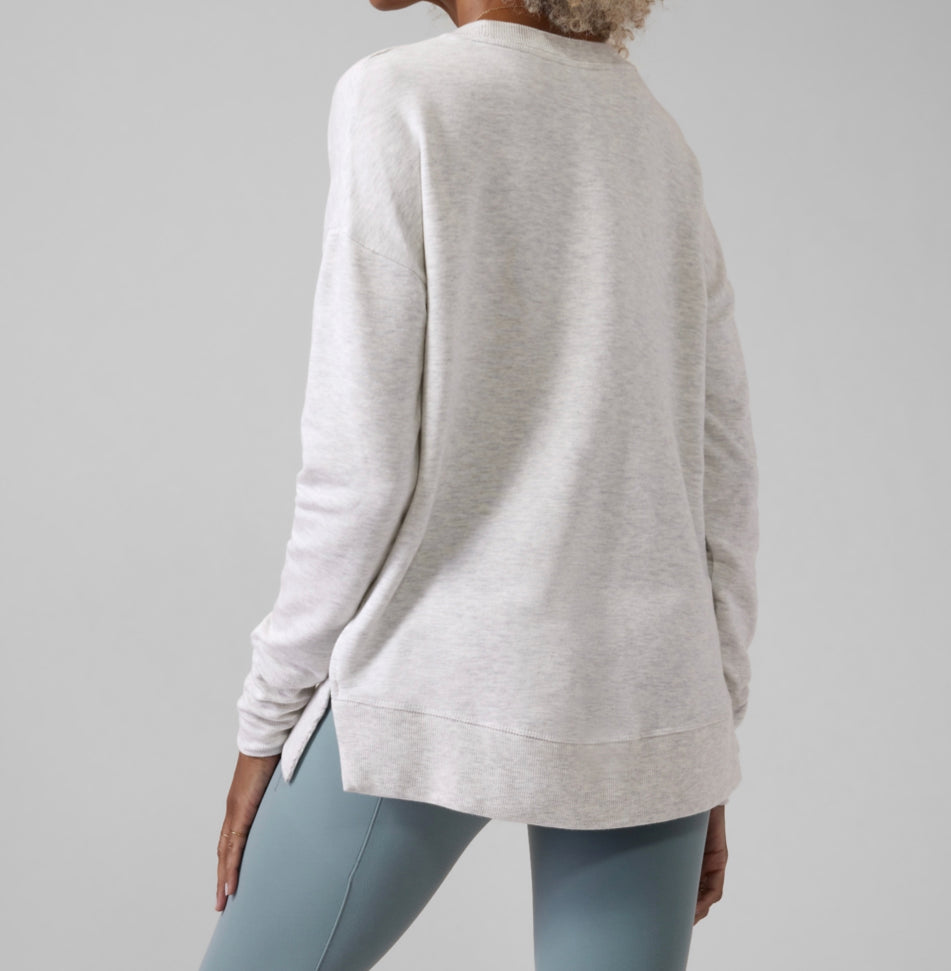 ATHLETA Coaster Luxe Sweatshirt, Fog Grey Heather Medium, New! B11