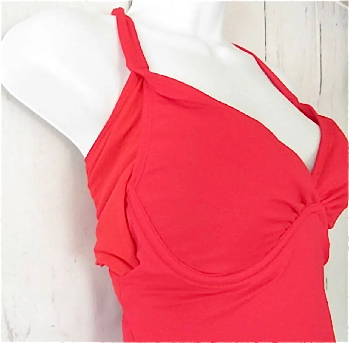 ATHLETA Bra Cup Wrap Tankini Top, Red, 36 B/C Tall, New!, A5