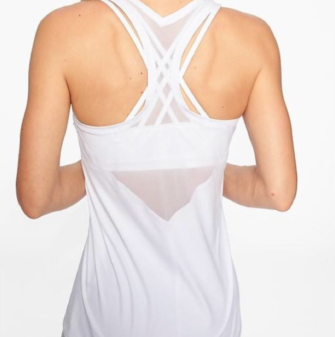 ATHLETA Mesh Chi Tank, White Medium Tall NEW! (A2)