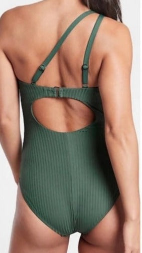 ATHLETA Rib Asym One Piece, Green, Medium, NEW!, A5