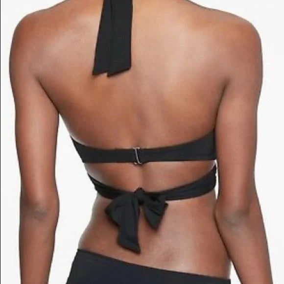 ATHLETA Bra Cup Halter Bikini Top, 34 B/C, Black, New!, A5