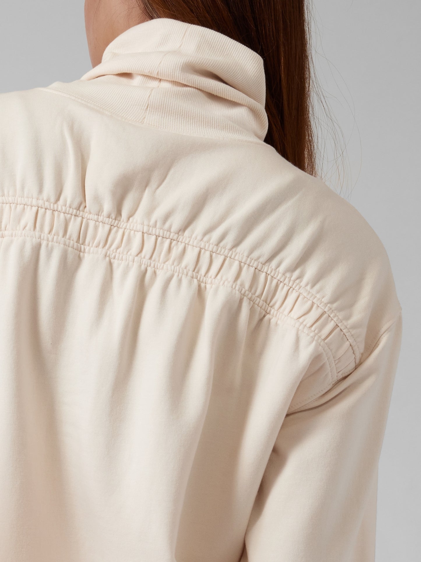 ATHLETA Balance Cinch Turtleneck Sweatshirt, Ivory XL, New! B9