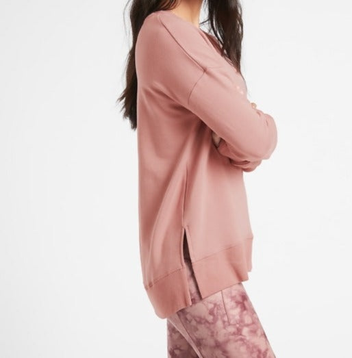 ATHLETA Coaster Luxe Sweatshirt, Pink, Large New! B11