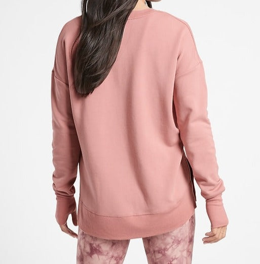 ATHLETA Coaster Luxe Sweatshirt, Pink, Large New! B11