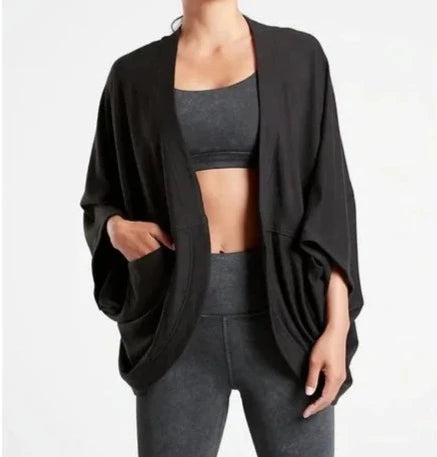 ATHLETA Cocoon Wrap, Black Medium New! B4