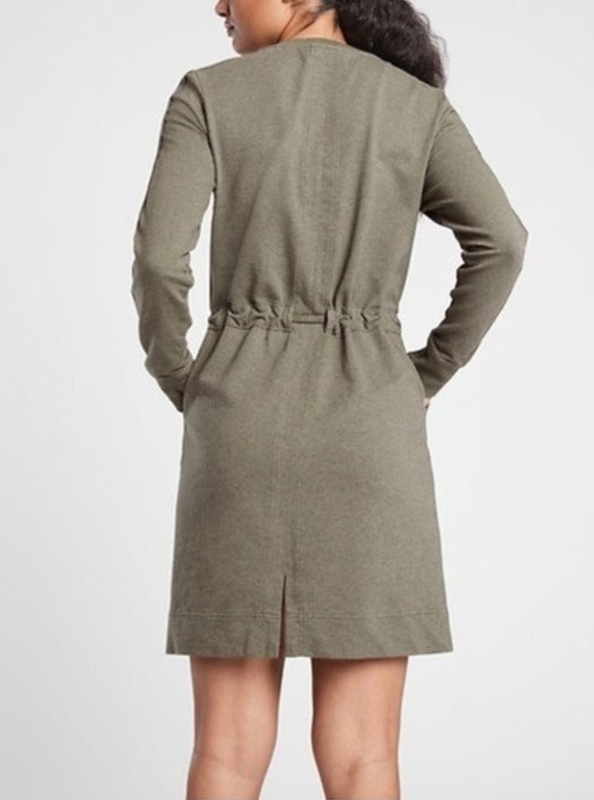 ATHLETA Farallon Heather Dress, Dark Olive Heather, Large New! B12