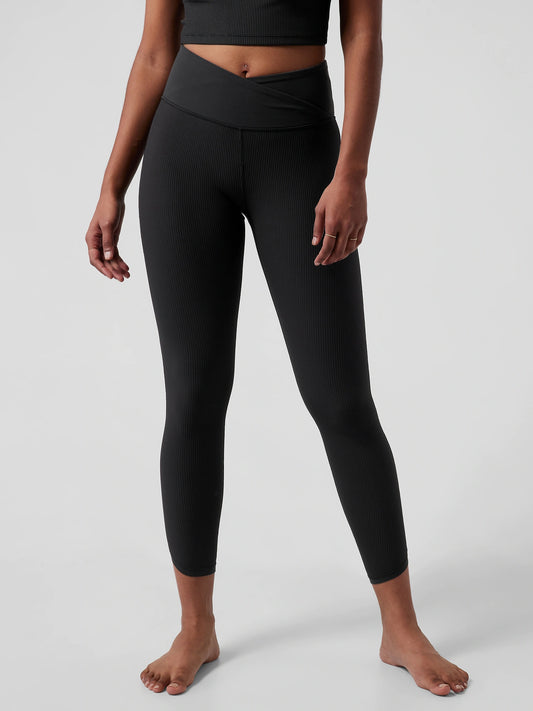 ATHLETA Elation Crossover Rib 7/8 Tight, Large, Black A10