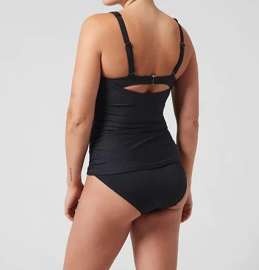 ATHLETA Square Neck Bra Cup Tankini Top, 36 B/C, Black, New!, A5