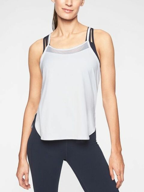 ATHLETA Strappy Back Chi Tank, White, Medium Petite NEW! A3