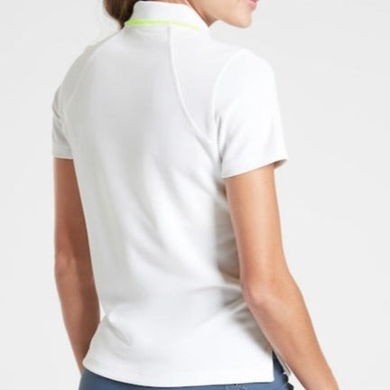 ATHLETA Tennis Polo Short Sleeve, White XS NEW! (A1)