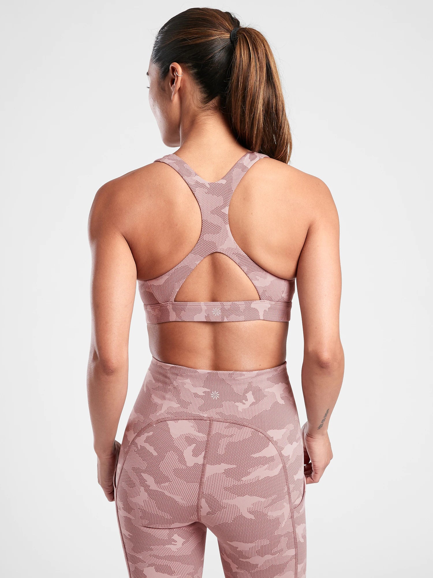 ATHLETA Ultimate Textured Bra A C Textured Camo Smoked Almond Brown Activejoyboutique