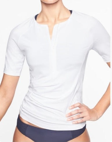 ATHLETA Pacifica Wrap Front Tee, UPF White NEW! A4